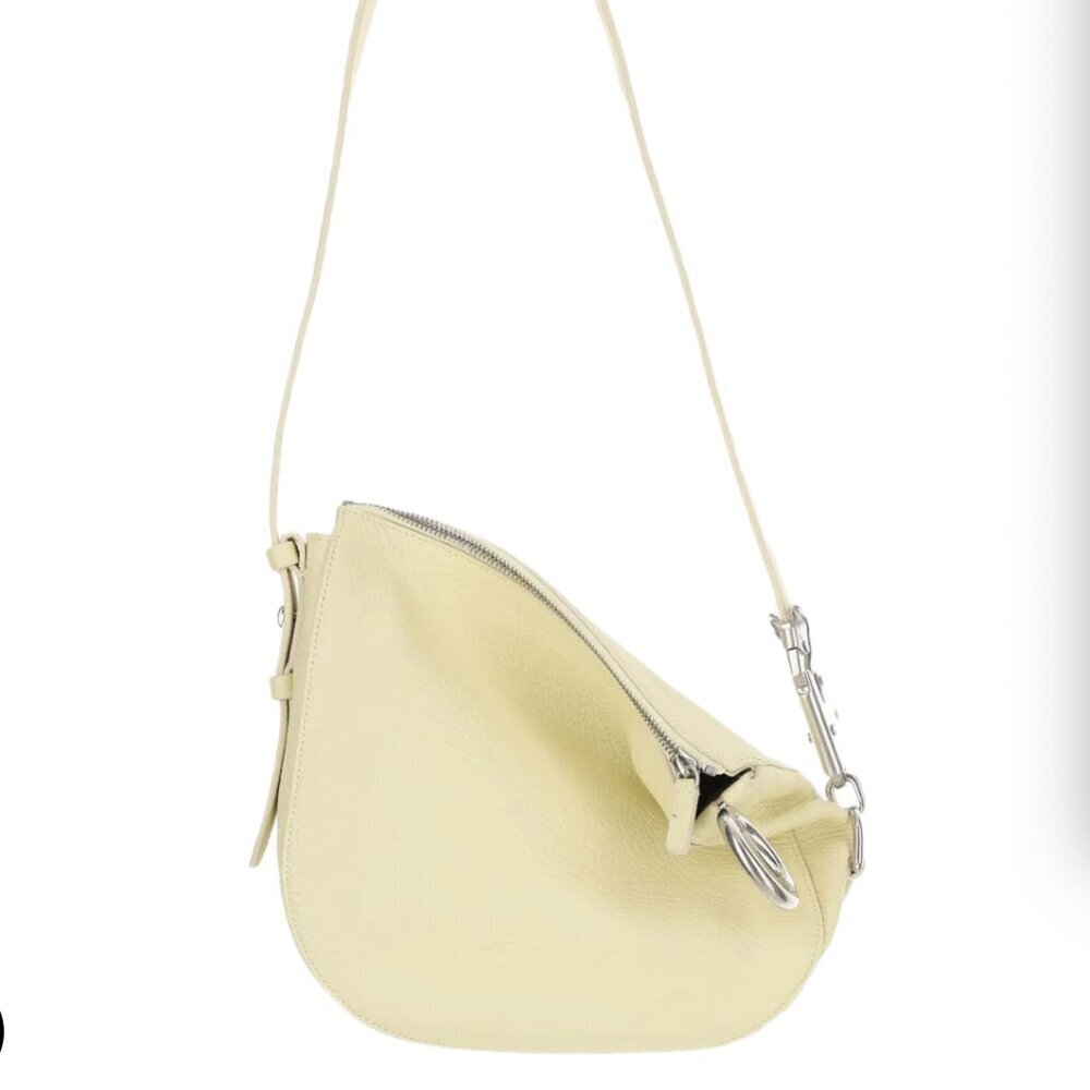 Burberry Knight Pale Lime Green‎ Leather Shoulder Bag Silver hardware, new auth